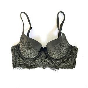 Victoria secret body by Victoria lined demi bust olive green with lace sz 34B